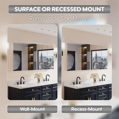 64 in. x30 in. Copper-Free Tri-Views Mirror Medicine Cabinet with Adjustable Shelves and 5 Doors