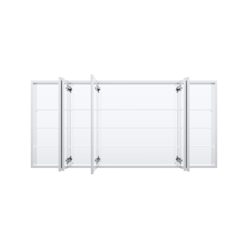 64 in. x30 in. Copper-Free Tri-Views Mirror Medicine Cabinet with Adjustable Shelves and 5 Doors