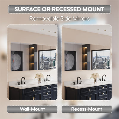 72 in. ×30 in. Copper-Free Tri-Views Mirror Medicine Cabinet with Adjustable Shelves and 5 Doors