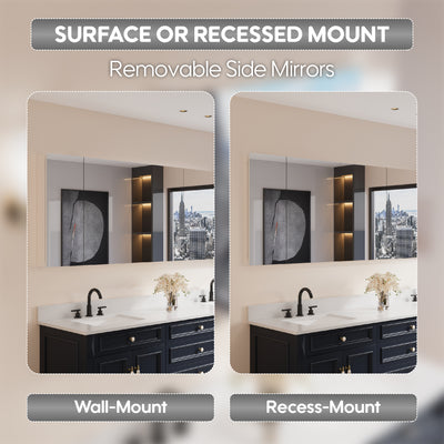 84 in. ×30 in. Copper-Free Tri-Views Mirror Medicine Cabinet with Adjustable Shelves and 5 Doors