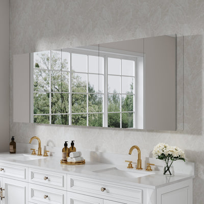 84 in. x30 in. Copper-Free Tri-Views Mirror Medicine Cabinet with Adjustable Shelves and 5 Doors