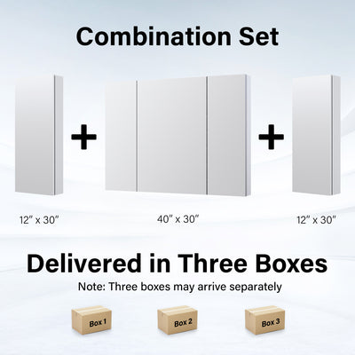 64 in. x30 in. Copper-Free Tri-Views Mirror Medicine Cabinet with Adjustable Shelves and 5 Doors