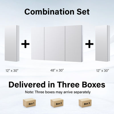 72 in. ×30 in. Copper-Free Tri-Views Mirror Medicine Cabinet with Adjustable Shelves and 5 Doors