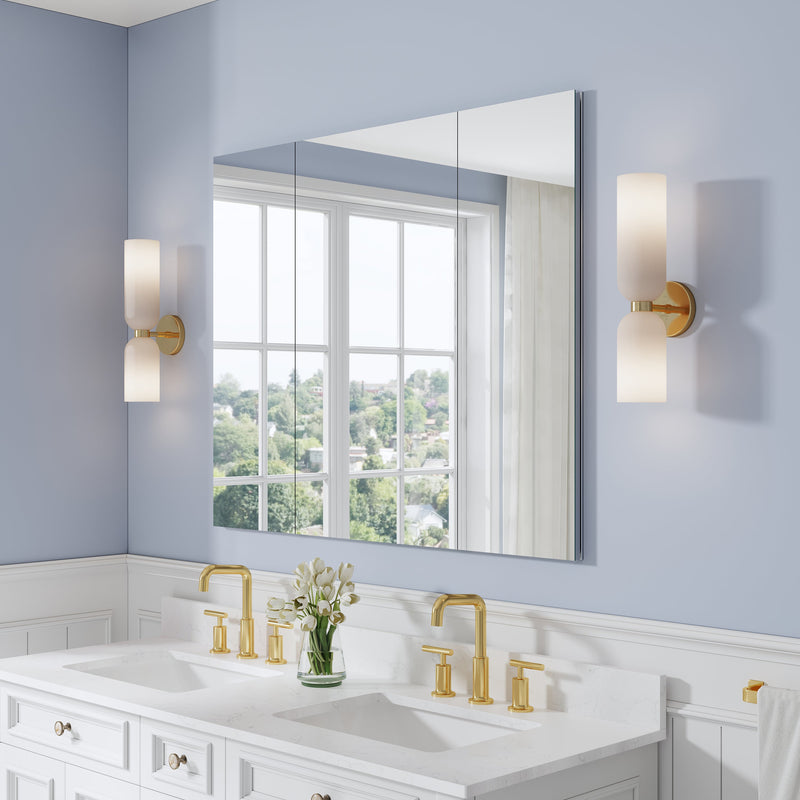 44 in. ×36 in. Copper-Free Tri-Views Mirror Medicine Cabinet with Adjustable Shelves and 3 Doors