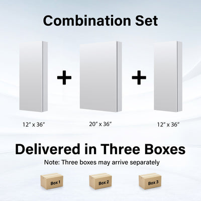 44 in. ×36 in. Copper-Free Tri-Views Mirror Medicine Cabinet with Adjustable Shelves and 3 Doors