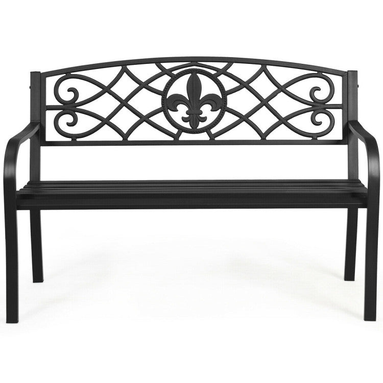 50 Inch Patio Heavy-Duty Metal Garden Bench