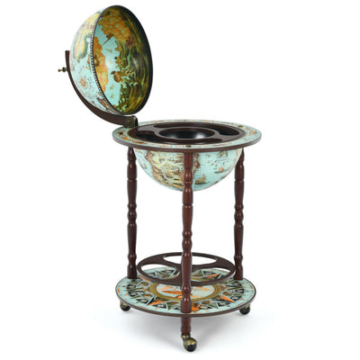 17 Inch Globe Wine Bar Stand 16th Century Italian Map Liquor Bottle Shelf Cart