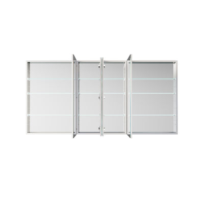 72 in. ×36 in. Copper-Free Tri-Views Mirror Medicine Cabinet with 12 Adjustable Shelves and 4 Swing Doors