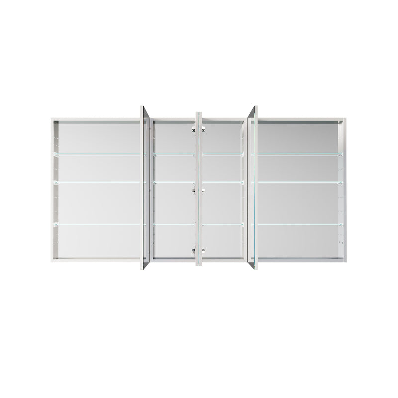 72 in. ×36 in. Copper-Free Tri-Views Mirror Medicine Cabinet with 12 Adjustable Shelves and 4 Swing Doors