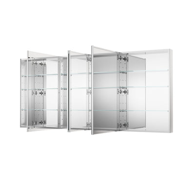 80 in. ×36 in. Copper-Free Tri-Views Mirror Medicine Cabinet with Adjustable Shelves and 4 Swing Doors