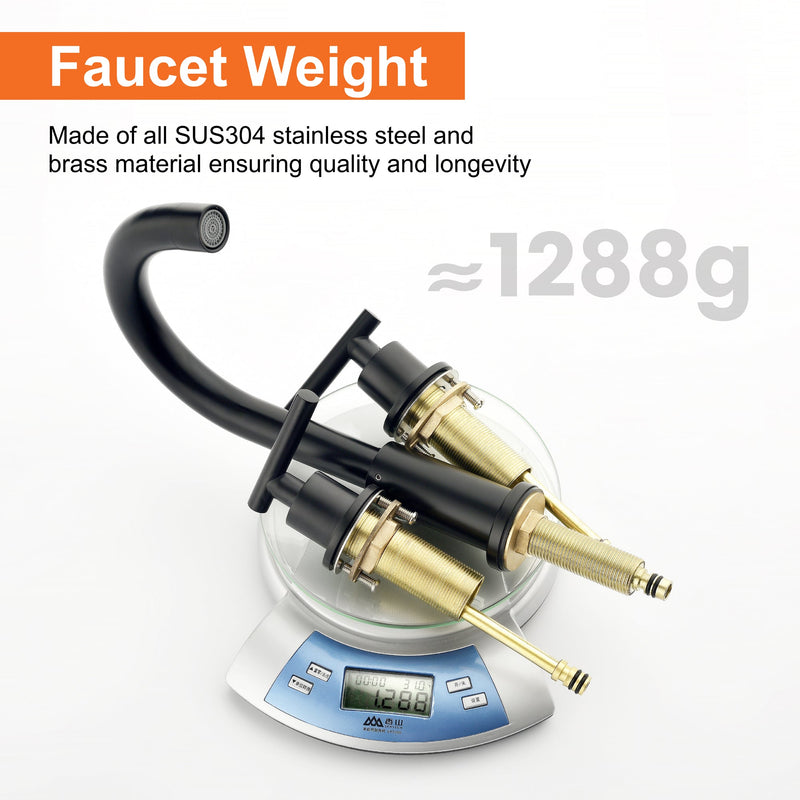 Modern Bathroom Basin Faucet with 360° Swivel Spout, Dual Handle Hot & Cold Mixer, Water-Saving 1.2 GPM and ABS Drain
