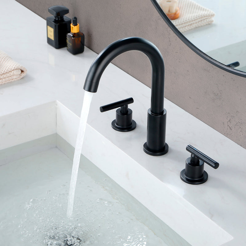 Modern Bathroom Basin Faucet with 360° Swivel Spout, Dual Handle Hot & Cold Mixer, Water-Saving 1.2 GPM and ABS Drain