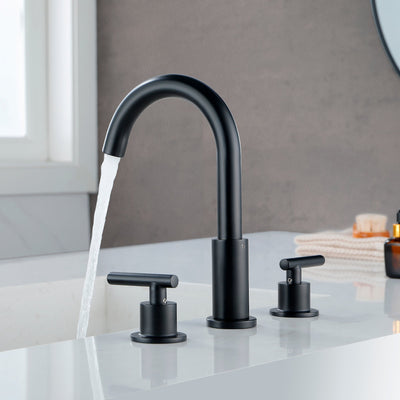 Modern Bathroom Basin Faucet with 360° Swivel Spout, Dual Handle Hot & Cold Mixer, Water-Saving 1.2 GPM and ABS Drain