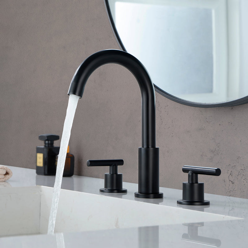 Modern Bathroom Basin Faucet with 360° Swivel Spout, Dual Handle Hot & Cold Mixer, Water-Saving 1.2 GPM and ABS Drain