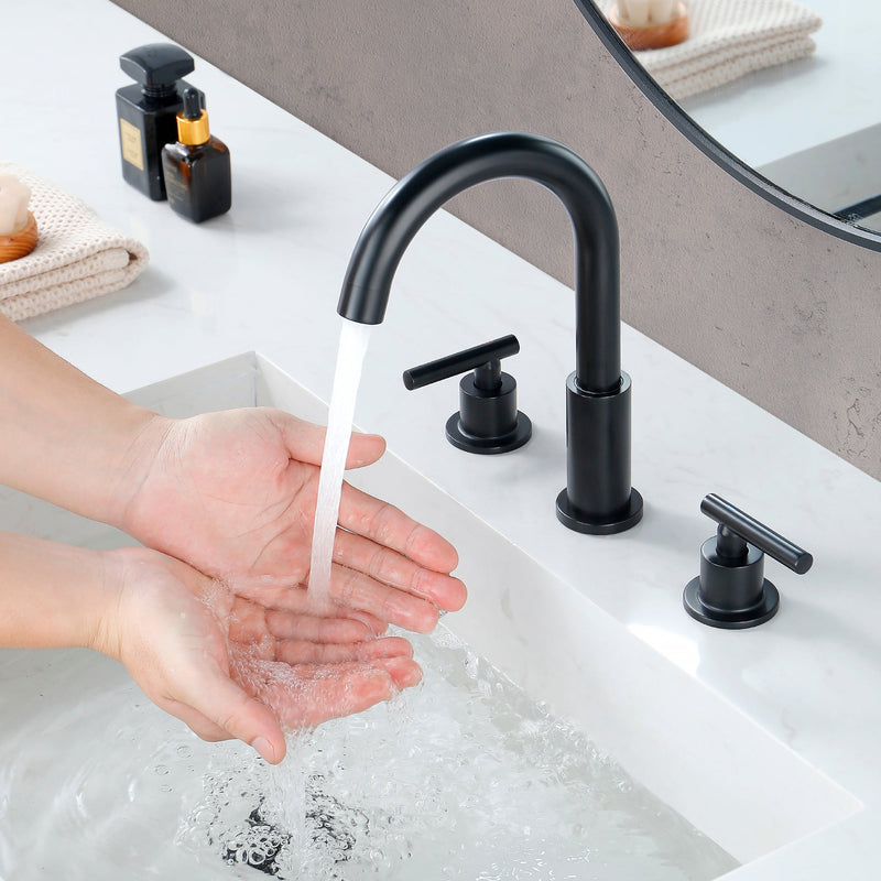 Modern Bathroom Basin Faucet with 360° Swivel Spout, Dual Handle Hot & Cold Mixer, Water-Saving 1.2 GPM and ABS Drain