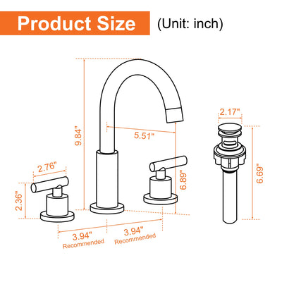 Modern Bathroom Basin Faucet with 360° Swivel Spout, Dual Handle Hot & Cold Mixer, Water-Saving 1.2 GPM and ABS Drain