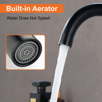 Modern Bathroom Basin Faucet with 360° Swivel Spout, Dual Handle Hot & Cold Mixer, Water-Saving 1.2 GPM and ABS Drain
