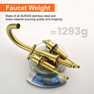 Modern Bathroom Basin Faucet with 360° Swivel Spout, Dual Handle Hot & Cold Mixer, Water-Saving 1.2 GPM and ABS Drain