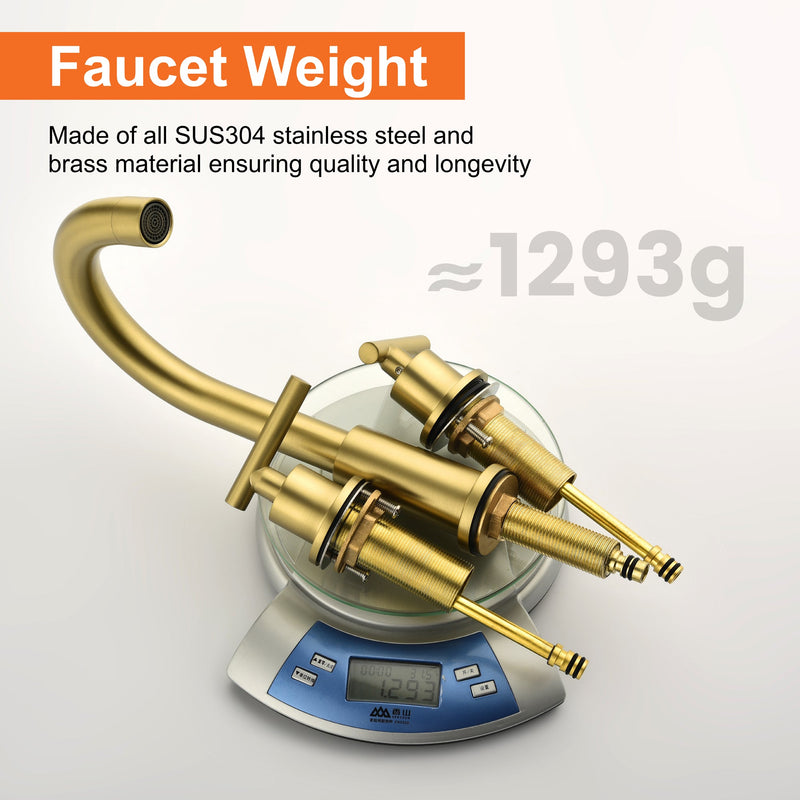 Modern Bathroom Basin Faucet with 360° Swivel Spout, Dual Handle Hot & Cold Mixer, Water-Saving 1.2 GPM and ABS Drain