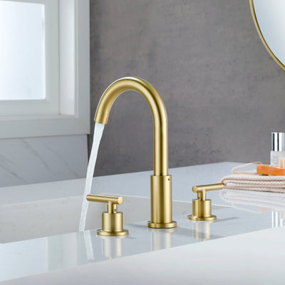Modern Bathroom Basin Faucet with 360° Swivel Spout, Dual Handle Hot & Cold Mixer, Water-Saving 1.2 GPM and ABS Drain