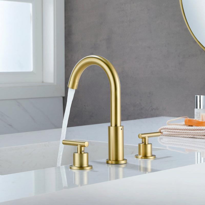 Modern Bathroom Basin Faucet with 360° Swivel Spout, Dual Handle Hot & Cold Mixer, Water-Saving 1.2 GPM and ABS Drain