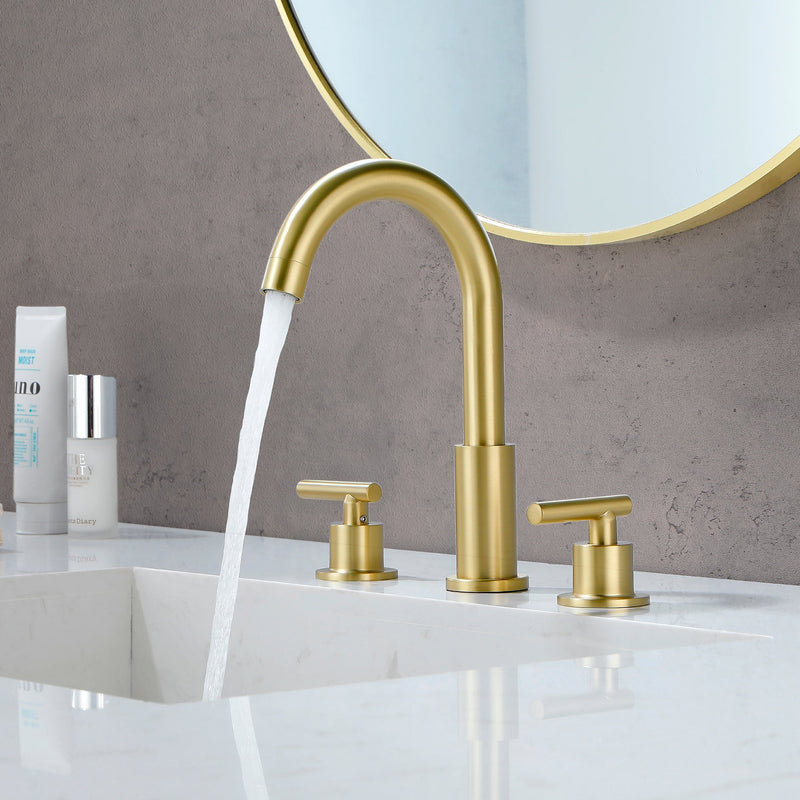 Modern Bathroom Basin Faucet with 360° Swivel Spout, Dual Handle Hot & Cold Mixer, Water-Saving 1.2 GPM and ABS Drain