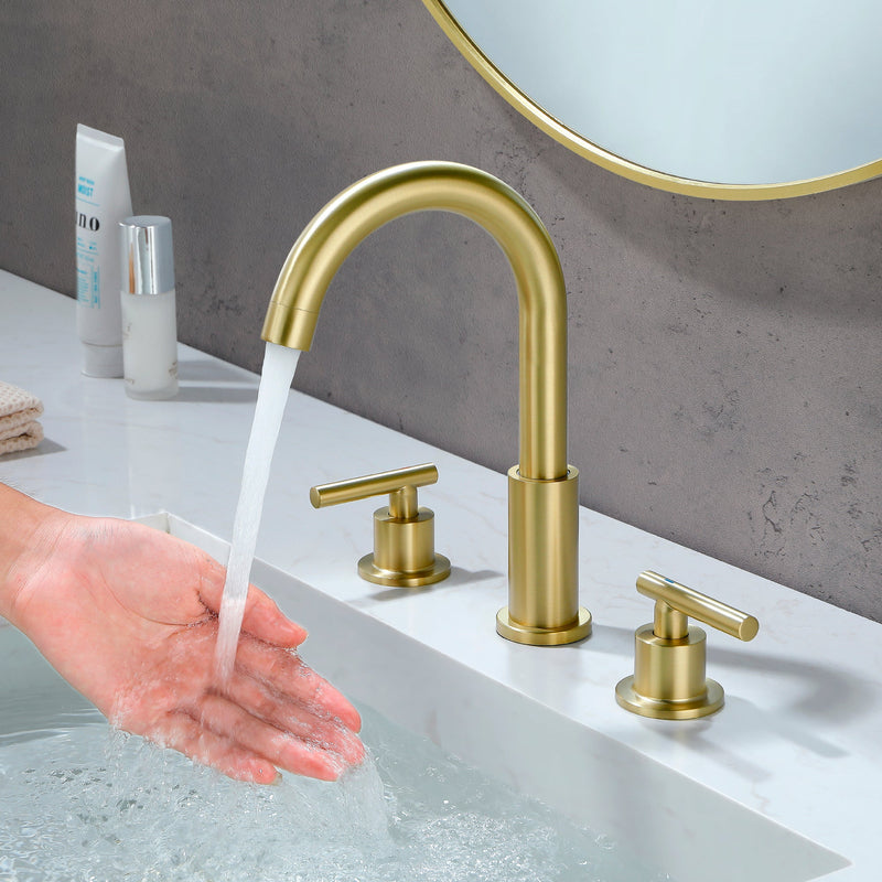 Modern Bathroom Basin Faucet with 360° Swivel Spout, Dual Handle Hot & Cold Mixer, Water-Saving 1.2 GPM and ABS Drain