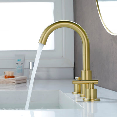 Modern Bathroom Basin Faucet with 360° Swivel Spout, Dual Handle Hot & Cold Mixer, Water-Saving 1.2 GPM and ABS Drain