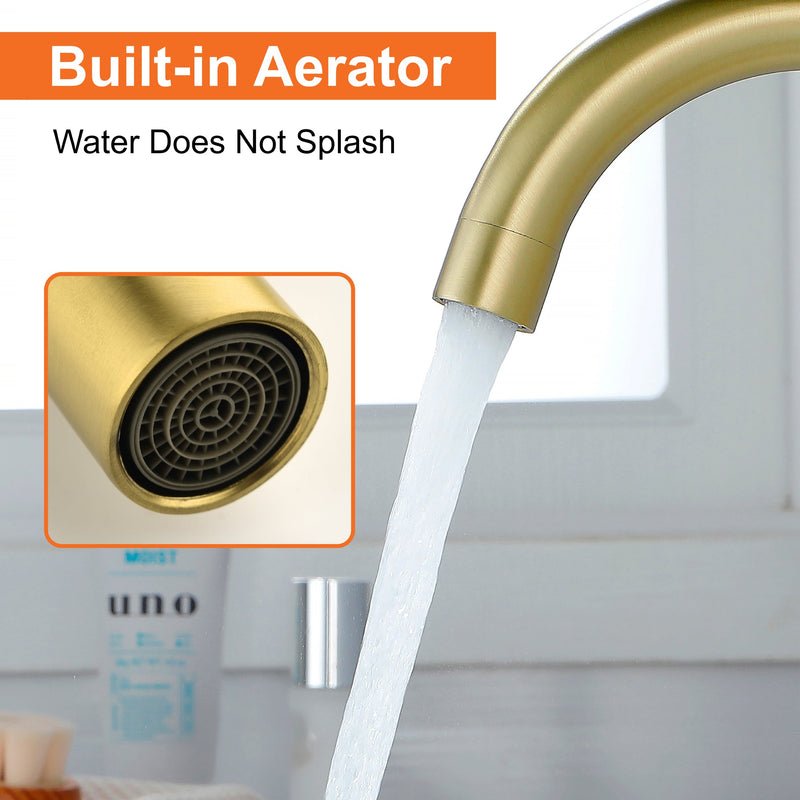 Modern Bathroom Basin Faucet with 360° Swivel Spout, Dual Handle Hot & Cold Mixer, Water-Saving 1.2 GPM and ABS Drain
