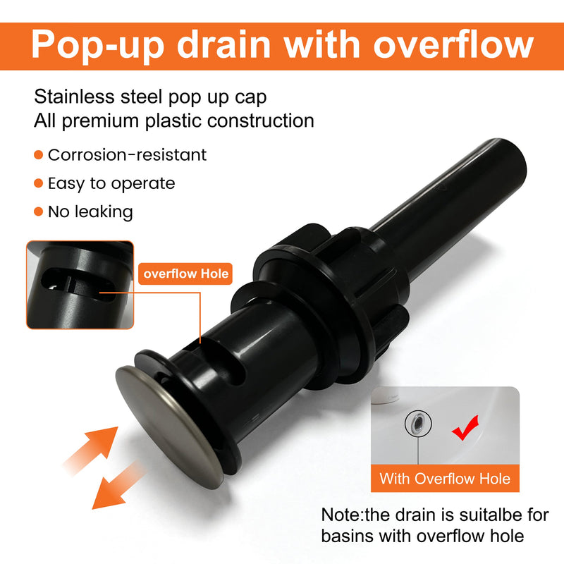 Modern Bathroom Basin Faucet with 360° Swivel Spout, Dual Handle Hot & Cold Mixer, Water-Saving 1.2 GPM and ABS Drain