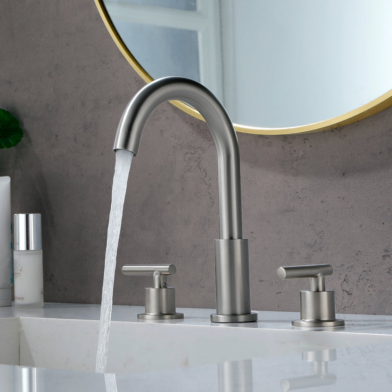 Modern Bathroom Basin Faucet with 360° Swivel Spout, Dual Handle Hot & Cold Mixer, Water-Saving 1.2 GPM and ABS Drain