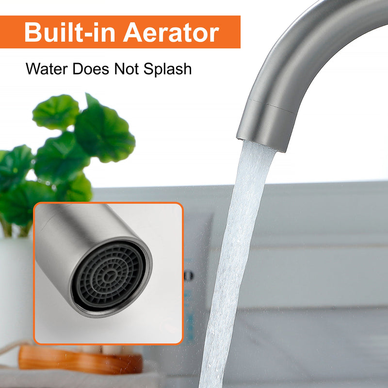 Modern Bathroom Basin Faucet with 360° Swivel Spout, Dual Handle Hot & Cold Mixer, Water-Saving 1.2 GPM and ABS Drain