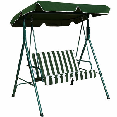 2 Person Weather Resistant Canopy Swing for Porch Garden Backyard Lawn Green