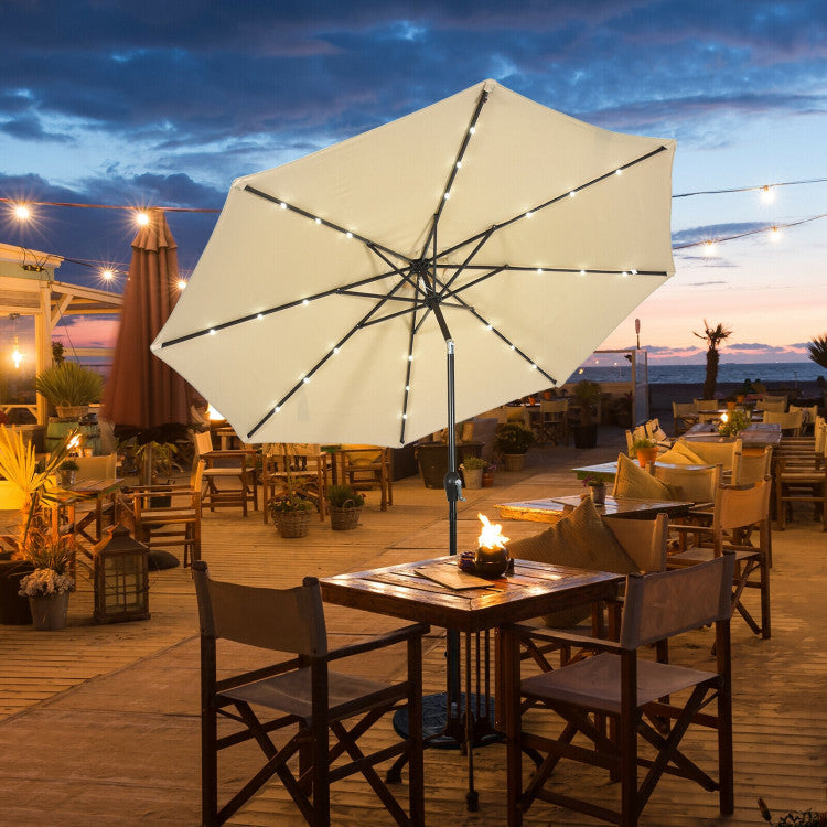 10 Feet Outdoor Patio umbrella with Bright Solar LED Lights – Forclover 10 Feet Outdoor Patio umbrella with Bright Solar LED Lights – Forclover