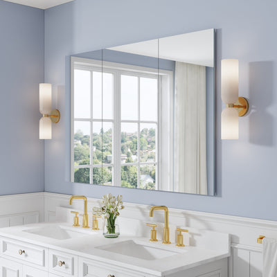 52 in. ×36 in. Copper-Free Tri-Views Mirror Medicine Cabinet with Adjustable Shelves and 3 Doors