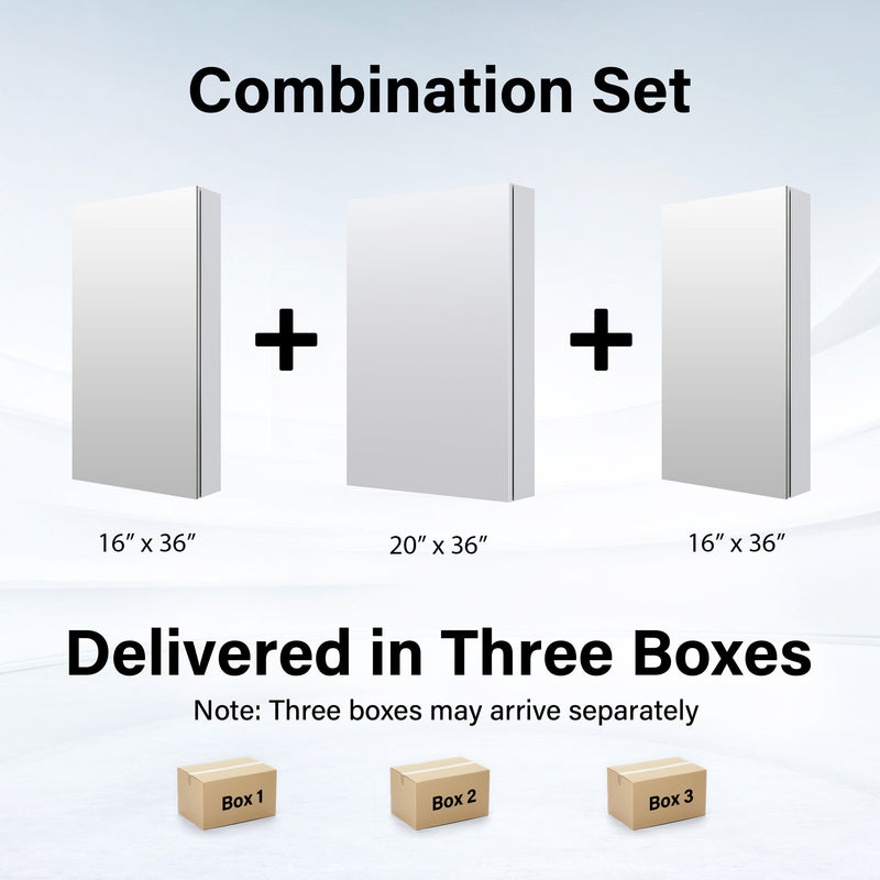 52 in. ×36 in. Copper-Free Tri-Views Mirror Medicine Cabinet with Adjustable Shelves and 3 Doors