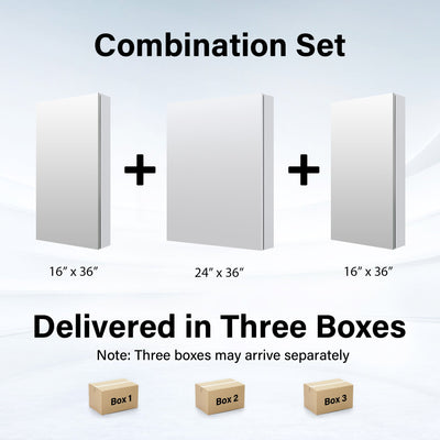 56 in. ×36 in. Copper-Free Tri-Views Mirror Medicine Cabinet with Adjustable Shelves and 3 Doors