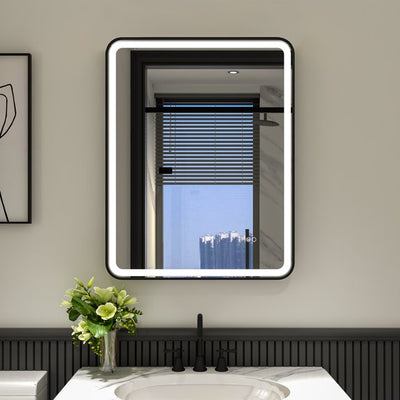 Forclover Wall Mounted Anti-Fog LED Mirror 24-in x 36-in Dimmable Lighted  Silver Fog Free Frameless Bathroom Vanity Mirror in the Bathroom Mirrors  department at