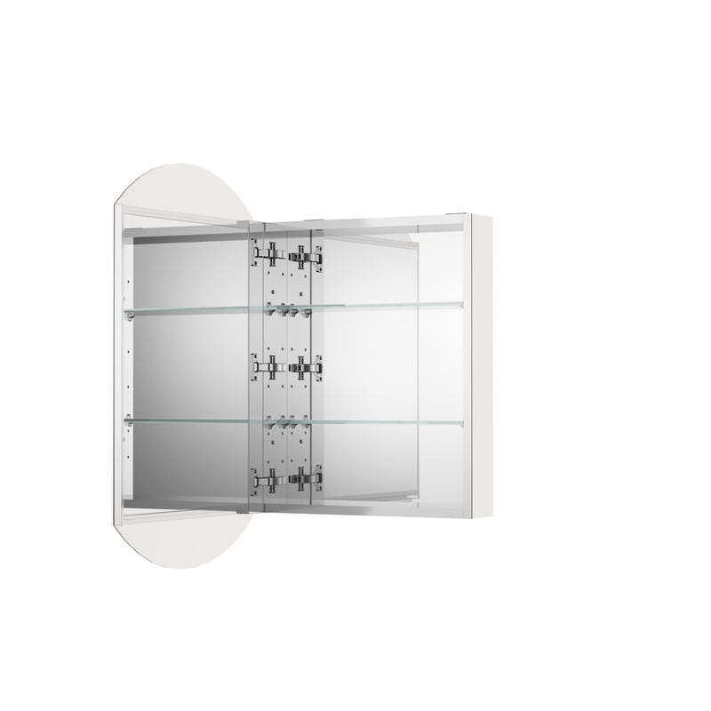 20 in. ×32 in. Copper-Free Tri-Views Bathroom Medicine Cabinet with Beveled Edge Mirrored Door, Recessed/Surface Mount