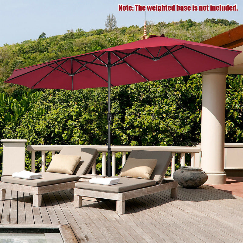 15 Feet Patio Double-Sided Umbrella with Hand-Crank System