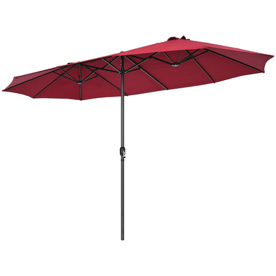 15 Feet Patio Double-Sided Umbrella with Hand-Crank System