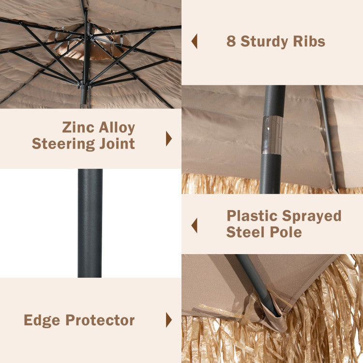 10 Feet Hawaiian Style Solar Lighted Thatched Tiki Patio Umbrella