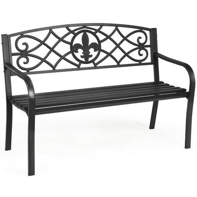 50 Inch Patio Heavy-Duty Metal Garden Bench