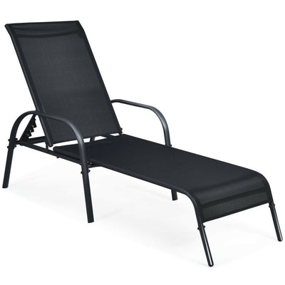 Adjustable Patio Chaise Folding Lounge Chair with Backrest