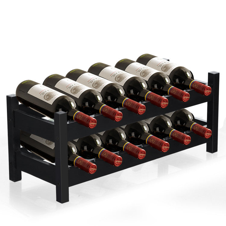 2-Tier Brown 12 Bottles Bamboo Storage Shelf Wine Rack – Forclover