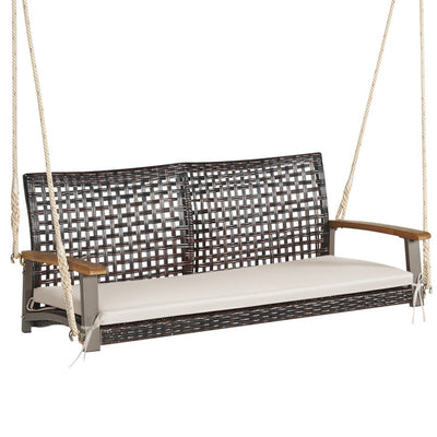 2-Person Rattan Hanging Porch Swing Chair