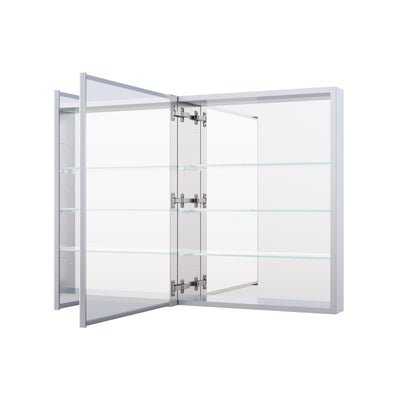 36 in. x30 in. Copper-Free Tri-Views Mirror Medicine Cabinet with Adjustable Shelves and and Dual Swing Doors
