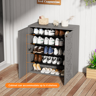60-Gallon Outdoor Storage Cabinet, Waterproof HDPE Resin Deck Box with One Shelf for Garden Tools, Patio Cushions