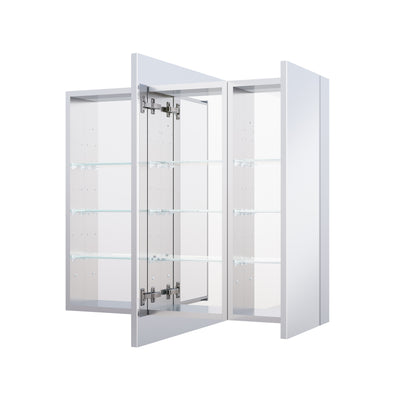 36 in. x30 in. Copper-Free Tri-Views Mirror Medicine Cabinet with Adjustable Shelves and and Dual Swing Doors