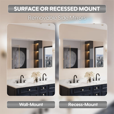 52 in. x30 in. Copper-Free Tri-Views Mirror Medicine Cabinet with Adjustable Shelves and 3 Doors